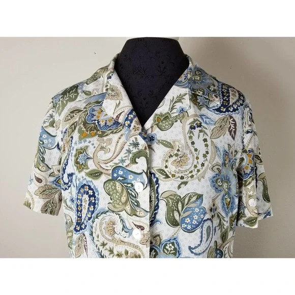 Alfred Dunner Women's Blouse Top Shirt Button Up Petite 10 Vintage - Picture 3 of 9